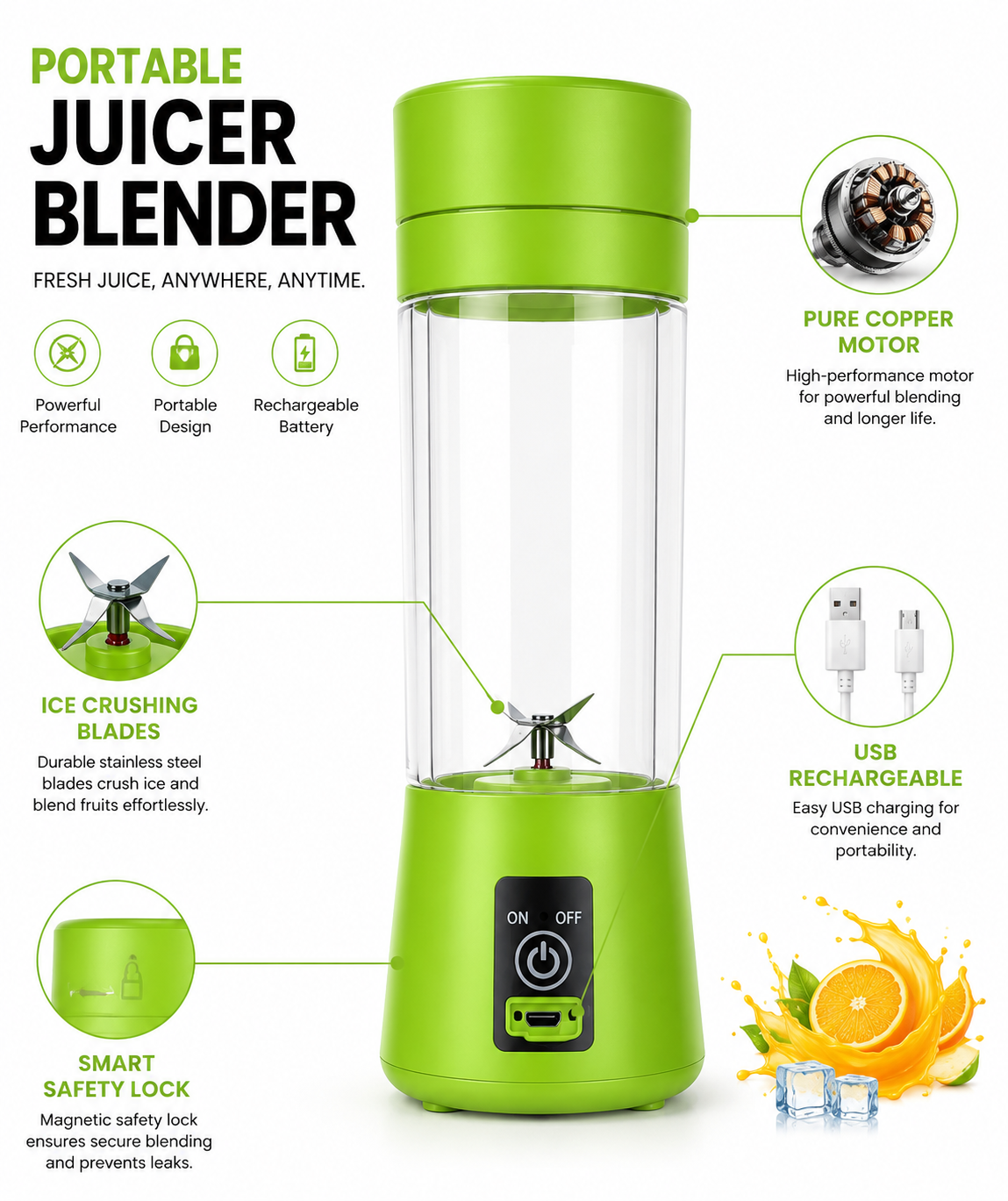 Zeekar Mart Ultra-Blend Portable Mini Juicer